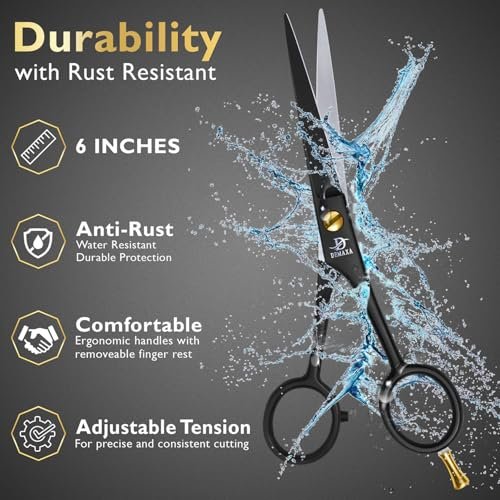 Professional 6.5 Inch Hair Scissors with Comb – Premium High Carbon Stainless Steel Barber Shears for Salon & Home Use, Ergonomic Super-Sharp Hair Cutting Shears for Women - görsel 6