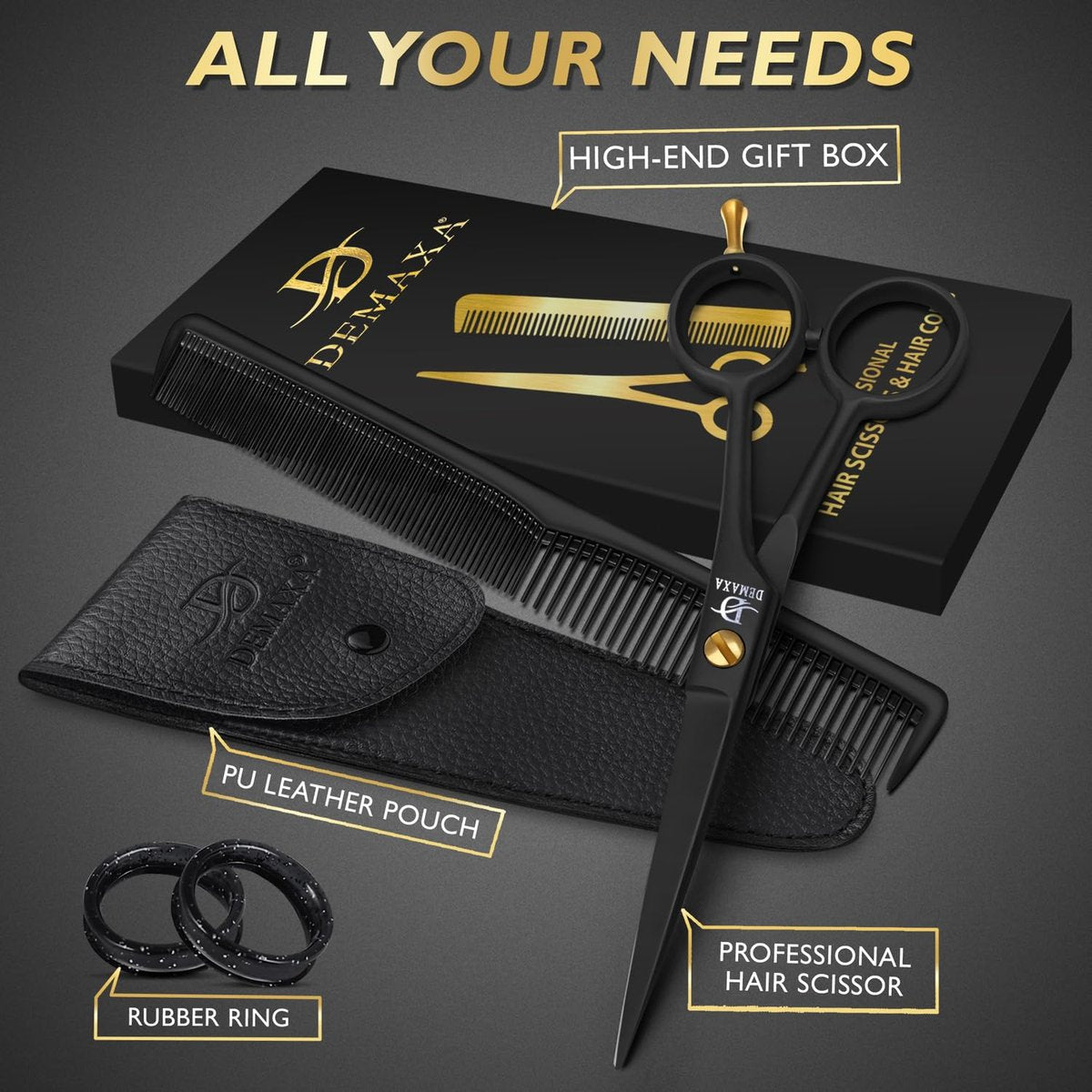 Professional 6.5 Inch Hair Scissors with Comb – Premium High Carbon Stainless Steel Barber Shears for Salon & Home Use, Ergonomic Super-Sharp Hair Cutting Shears for Women - görsel 11