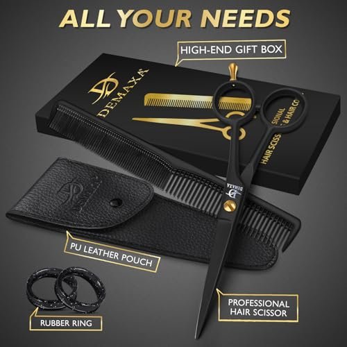 Professional 6.5 Inch Hair Scissors with Comb – Premium High Carbon Stainless Steel Barber Shears for Salon & Home Use, Ergonomic Super-Sharp Hair Cutting Shears for Women - görsel 12