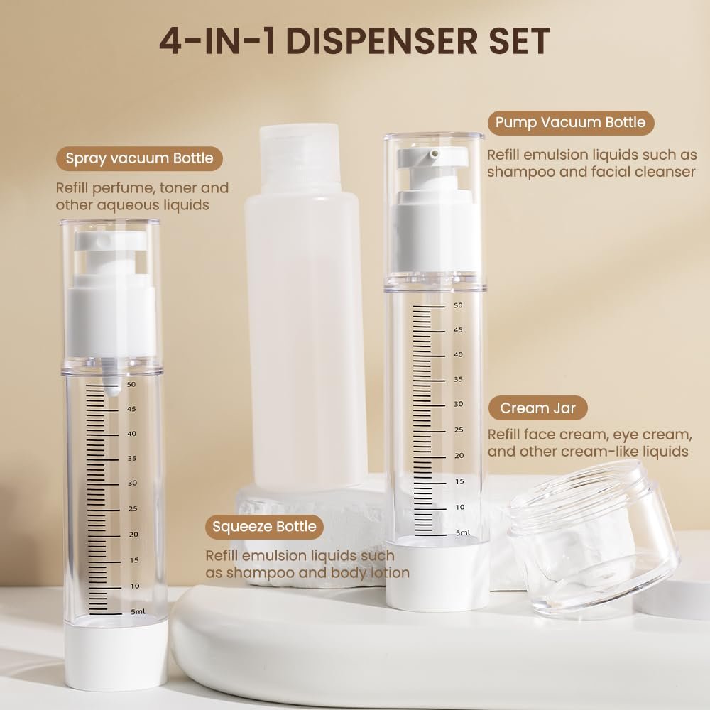Travel Bottles Kit 7 Pcs - TSA Approved Leak Proof Toiletry Containers, Silicone Squeeze Bottles, Lotion Bottle, Cream Jar, Shampoo & Conditioner Travel Set - görsel 15