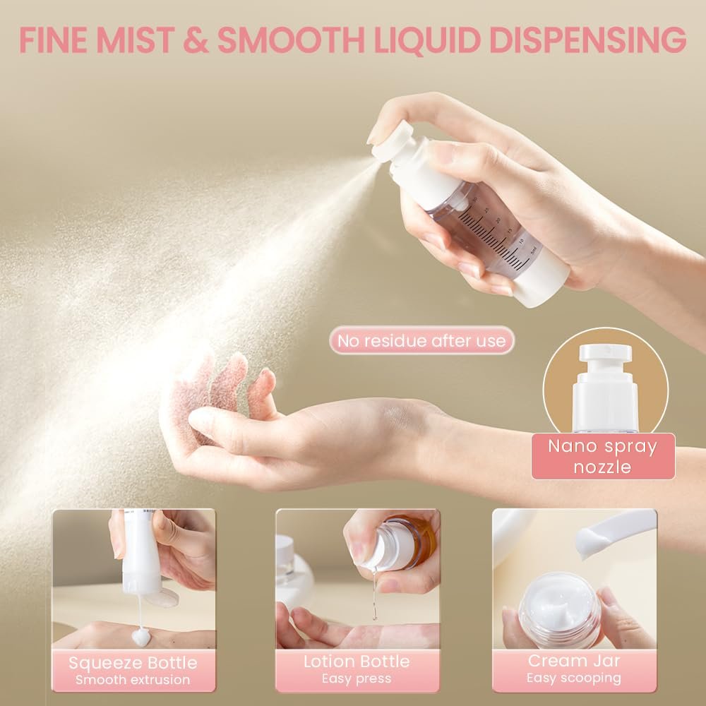 Travel Bottles Kit 7 Pcs - TSA Approved Leak Proof Toiletry Containers, Silicone Squeeze Bottles, Lotion Bottle, Cream Jar, Shampoo & Conditioner Travel Set - görsel 7