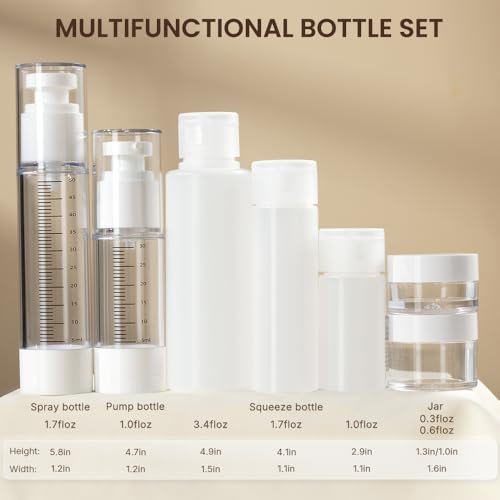 Travel Bottles Kit 7 Pcs - TSA Approved Leak Proof Toiletry Containers, Silicone Squeeze Bottles, Lotion Bottle, Cream Jar, Shampoo & Conditioner Travel Set - görsel 6