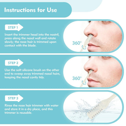 Kerros 5-Pack Nasal Hair Cutter - Manual Double-Sided Nose Hair Trimmer with 360° Rotating Head for Men & Women (Cream Yellow)