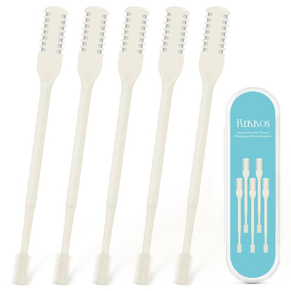 Kerros 5-Pack Nasal Hair Cutter - Manual Double-Sided Nose Hair Trimmer with 360° Rotating Head for Men & Women (Cream Yellow)