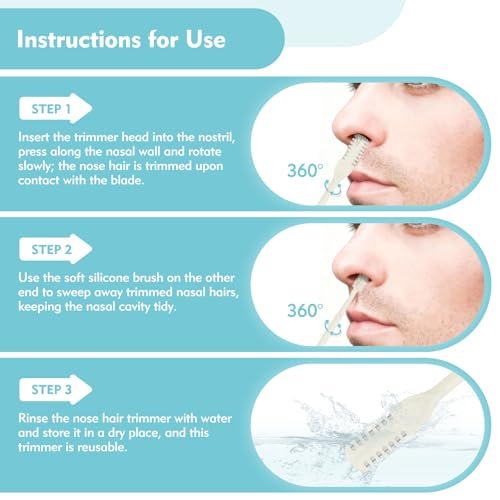 Kerros 5-Pack Nasal Hair Cutter - Manual Double-Sided Nose Hair Trimmer with 360° Rotating Head for Men & Women (Cream Yellow) - görsel 10