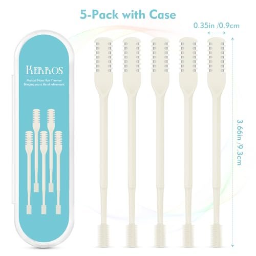 Kerros 5-Pack Nasal Hair Cutter - Manual Double-Sided Nose Hair Trimmer with 360° Rotating Head for Men & Women (Cream Yellow) - görsel 4