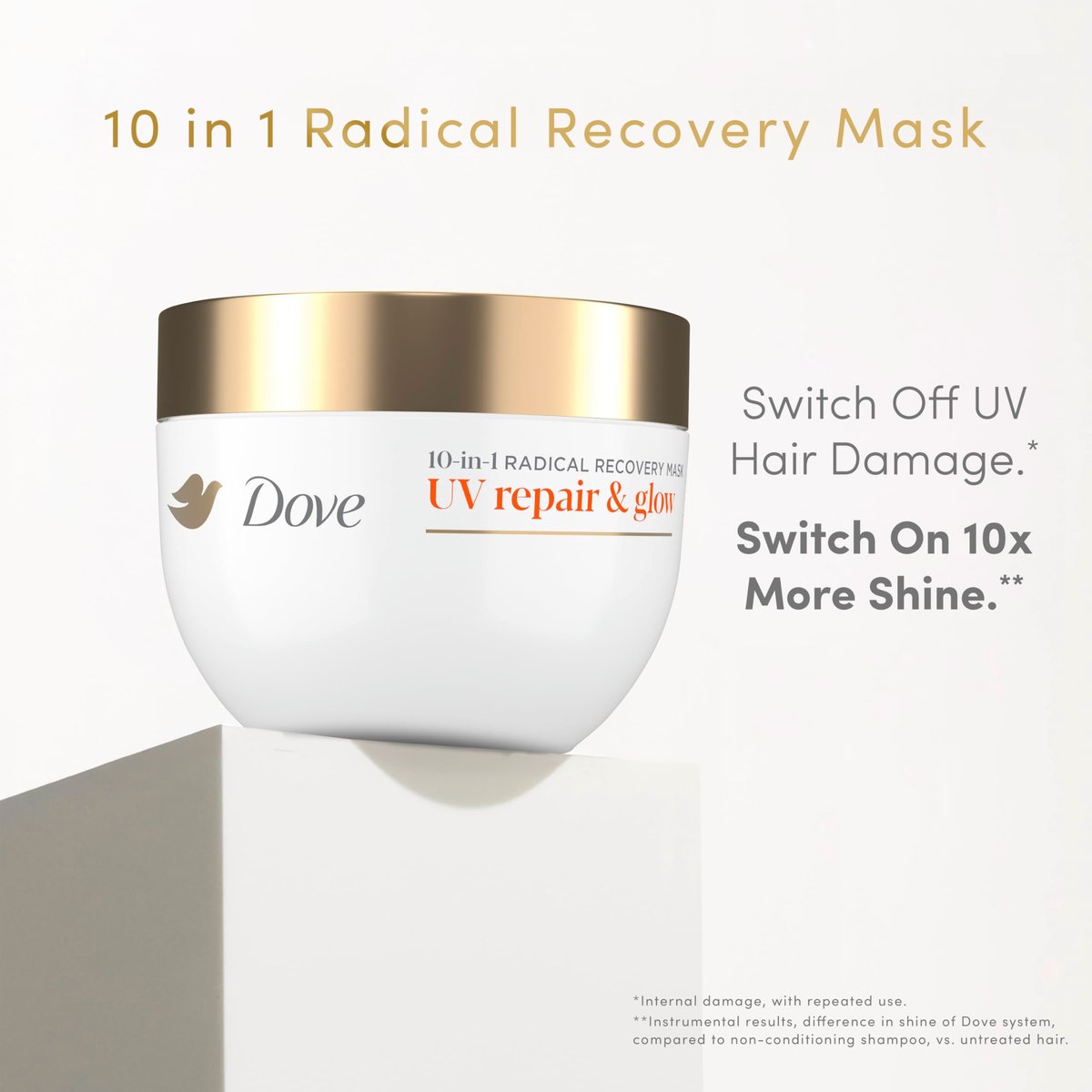 Dove Radical Recovery 10-in-1 Hair Mask - UV Repair & Deep Recovery for Damaged Hair with Melting Lumi-Beads, 9.2 oz - görsel 5