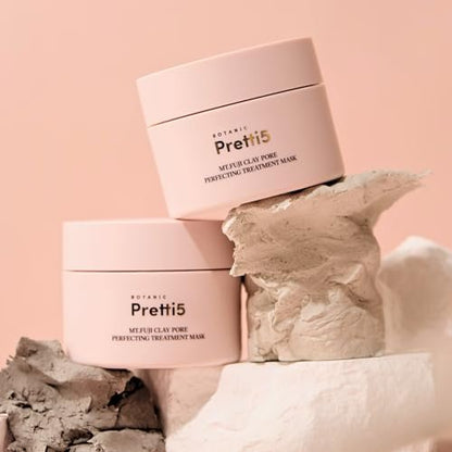 Pretti5 Mt. Fuji Clay Mask – Pore Minimizer & Blackhead Remover for Sensitive Skin | Detoxifying Japanese Volcanic Mud Mask with 5 Clays & Astaxanthin
