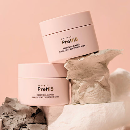 Pretti5 Mt. Fuji Clay Mask – Pore Minimizer & Blackhead Remover for Sensitive Skin | Detoxifying Japanese Volcanic Mud Mask with 5 Clays & Astaxanthin