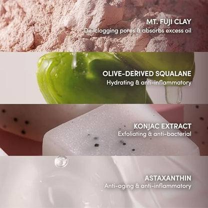Pretti5 Mt. Fuji Clay Mask – Pore Minimizer & Blackhead Remover for Sensitive Skin | Detoxifying Japanese Volcanic Mud Mask with 5 Clays & Astaxanthin