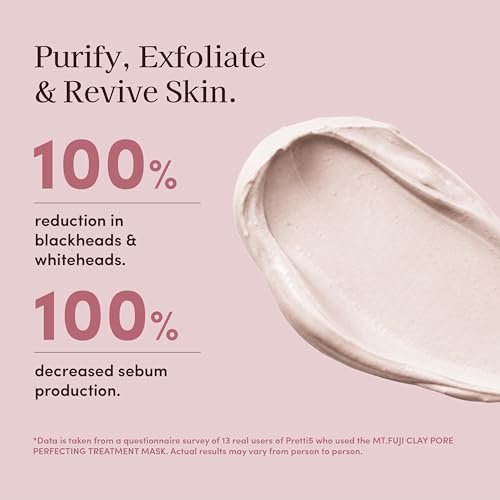 Pretti5 Mt. Fuji Clay Mask – Pore Minimizer & Blackhead Remover for Sensitive Skin | Detoxifying Japanese Volcanic Mud Mask with 5 Clays & Astaxanthin - görsel 8