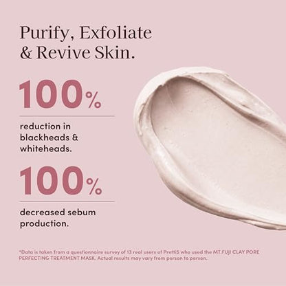 Pretti5 Mt. Fuji Clay Mask – Pore Minimizer & Blackhead Remover for Sensitive Skin | Detoxifying Japanese Volcanic Mud Mask with 5 Clays & Astaxanthin