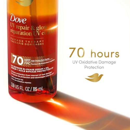 Dove Damage Therapy Defense Bi-Phase Serum + Oil - UV Repair & Glow, 70 Hour Hair Protection, with Ferulic Serum, 3.9 fl oz - görsel 6