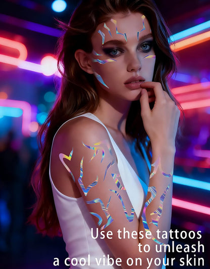 8 Sheets Laser Demon Hunters Cosplay Temporary Tattoos - Waterproof, Sweatproof Stickers for Party Makeup & Cosplay Performance Avelisse