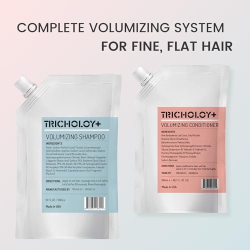 Tricholoy+ Volumizing & Thickening Shampoo and Conditioner Set - Biotin Root Lift Formula for Fine, Thin Hair - Adds Fullness, Weightless Hydration & Scalp Care, Sulfate-Free, 10 Fl Oz Avelisse