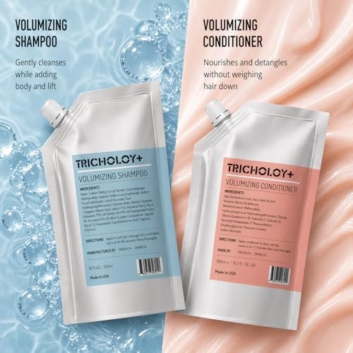 Tricholoy+ Volumizing & Thickening Shampoo and Conditioner Set - Biotin Root Lift Formula for Fine, Thin Hair - Adds Fullness, Weightless Hydration & Scalp Care, Sulfate-Free, 10 Fl Oz Avelisse
