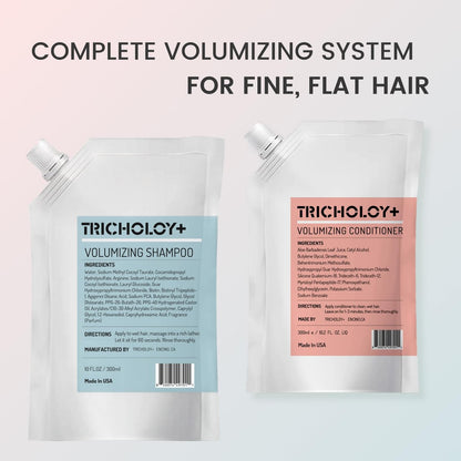 Tricholoy+ Volumizing & Thickening Shampoo and Conditioner Set - Biotin Root Lift Formula for Fine, Thin Hair - Adds Fullness, Weightless Hydration & Scalp Care, Sulfate-Free, 10 Fl Oz Avelisse