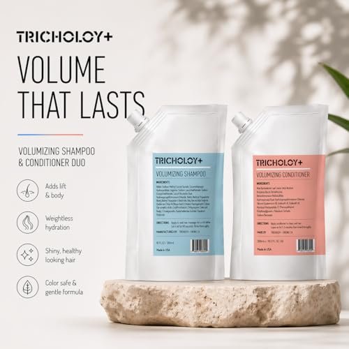 Tricholoy+ Volumizing & Thickening Shampoo and Conditioner Set - Biotin Root Lift Formula for Fine, Thin Hair - Adds Fullness, Weightless Hydration & Scalp Care, Sulfate-Free, 10 Fl Oz Avelisse