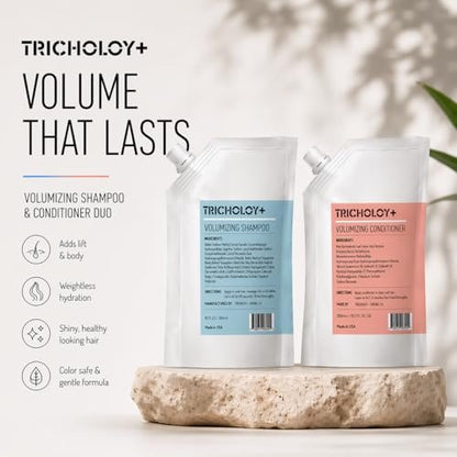 Tricholoy+ Volumizing & Thickening Shampoo and Conditioner Set - Biotin Root Lift Formula for Fine, Thin Hair - Adds Fullness, Weightless Hydration & Scalp Care, Sulfate-Free, 10 Fl Oz Avelisse