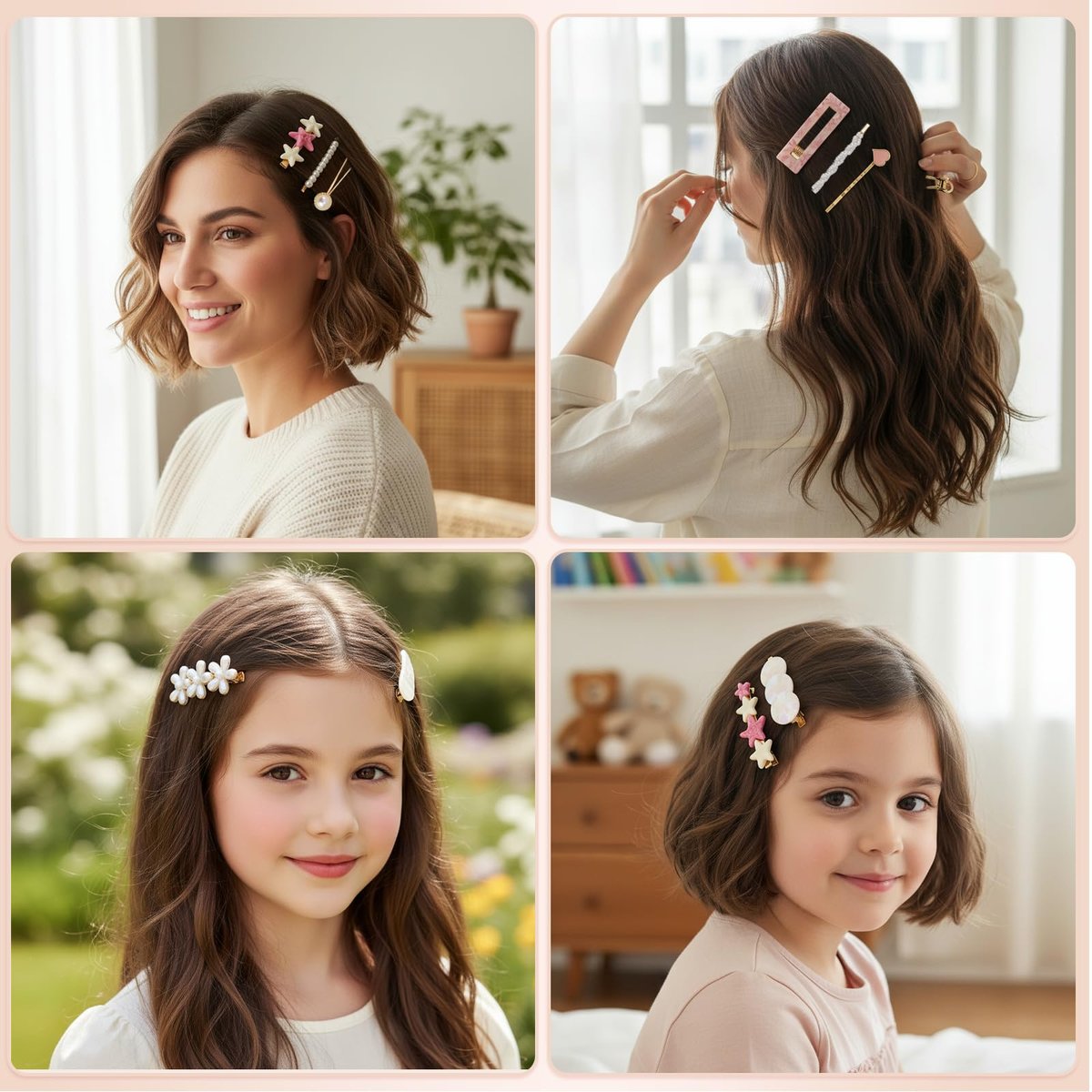 20 Pcs Decorative Hair Clips - Pearl Fancy Barrettes for Women & Girls, Fashion Hair Accessories for Short & Fine Hair, Birthday Gifts (Pink, Silver) - görsel 5