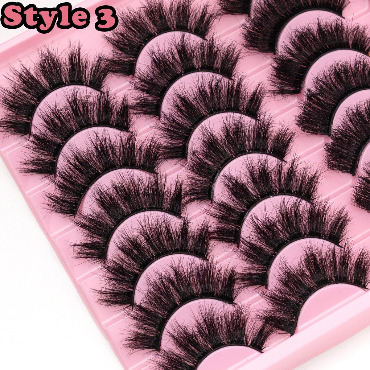 LEAFMOON Wispy Mink Lashes Fluffy False Eyelashes 21 Pairs 3 Styles 8D Volume Lashes 14-18mm Mixed Cat Eye Strip Lashes Dramatic Soft Faux Mink Lashes Pack - görsel 9