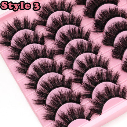 LEAFMOON Wispy Mink Lashes Fluffy False Eyelashes 21 Pairs 3 Styles 8D Volume Lashes 14-18mm Mixed Cat Eye Strip Lashes Dramatic Soft Faux Mink Lashes Pack