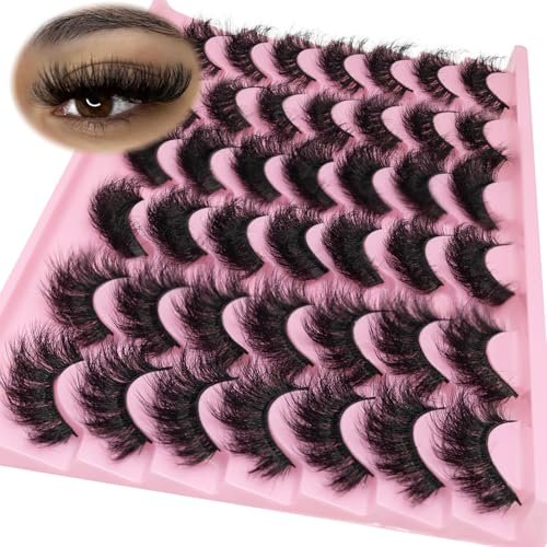 LEAFMOON Wispy Mink Lashes Fluffy False Eyelashes 21 Pairs 3 Styles 8D Volume Lashes 14-18mm Mixed Cat Eye Strip Lashes Dramatic Soft Faux Mink Lashes Pack - görsel 2