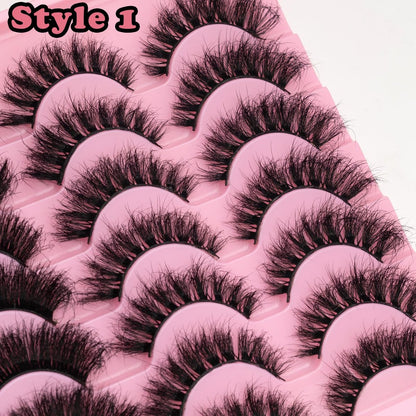 LEAFMOON Wispy Mink Lashes Fluffy False Eyelashes 21 Pairs 3 Styles 8D Volume Lashes 14-18mm Mixed Cat Eye Strip Lashes Dramatic Soft Faux Mink Lashes Pack