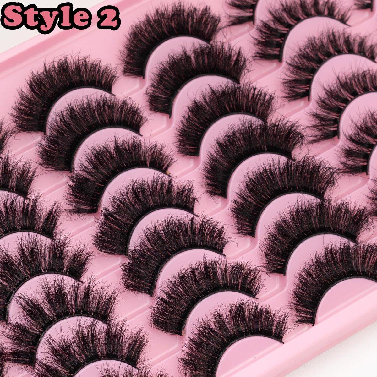 LEAFMOON Wispy Mink Lashes Fluffy False Eyelashes 21 Pairs 3 Styles 8D Volume Lashes 14-18mm Mixed Cat Eye Strip Lashes Dramatic Soft Faux Mink Lashes Pack - görsel 7
