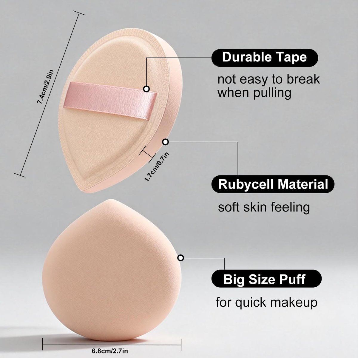 Flat Foundation Brush and Powder Puff Set - Korean Makeup Brush Teardrop Sponge for Liquid Foundation, Premium Face Makeup Brush and Sponge for Blending Cream and Setting Powder Avelisse