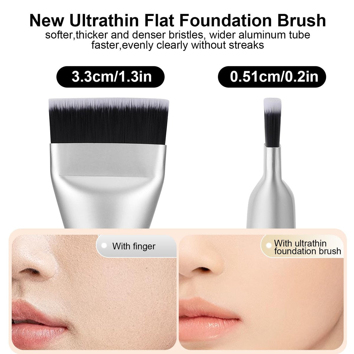 Flat Foundation Brush and Powder Puff Set - Korean Makeup Brush Teardrop Sponge for Liquid Foundation, Premium Face Makeup Brush and Sponge for Blending Cream and Setting Powder Avelisse