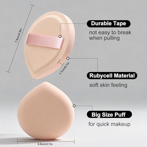 Flat Foundation Brush and Powder Puff Set - Korean Makeup Brush Teardrop Sponge for Liquid Foundation, Premium Face Makeup Brush and Sponge for Blending Cream and Setting Powder Avelisse
