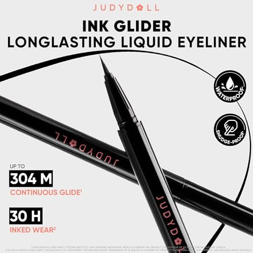 JUDYDOLL Intense Black Liquid Eyeliner – Waterproof, Smudge-Proof, Ultra-Fine Brush Tip for Cat Eyes & Wings, Beginner Friendly - görsel 8