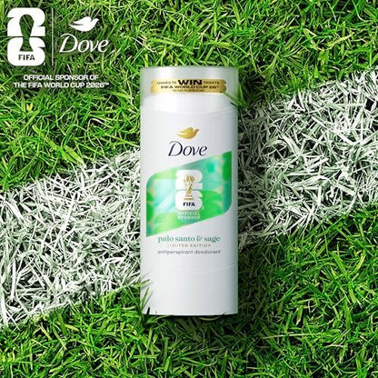 Dove Palo Santo & Sage Antiperspirant Stick – 72H Sweat & Odor Protection, Pro-Ceramide Technology, Alcohol-Free, FIFA Limited Edition Design, 2.6 oz
