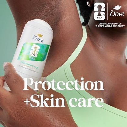 Dove Palo Santo & Sage Antiperspirant Stick – 72H Sweat & Odor Protection, Pro-Ceramide Technology, Alcohol-Free, FIFA Limited Edition Design, 2.6 oz