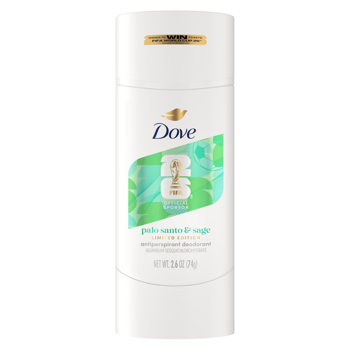 Dove Palo Santo & Sage Antiperspirant Stick – 72H Sweat & Odor Protection, Pro-Ceramide Technology, Alcohol-Free, FIFA Limited Edition Design, 2.6 oz - görsel 1