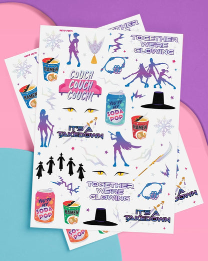 xo, Fetti Pop Star Tattoos - 68 Iridescent Foil & Glow Temporary Tattoos for Kids Party Favors