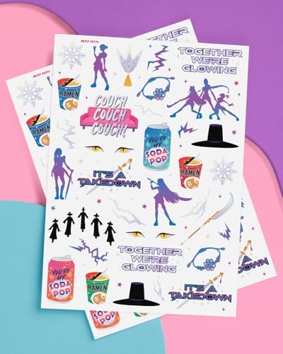 xo, Fetti Pop Star Tattoos - 68 Iridescent Foil & Glow Temporary Tattoos for Kids Party Favors - görsel 10