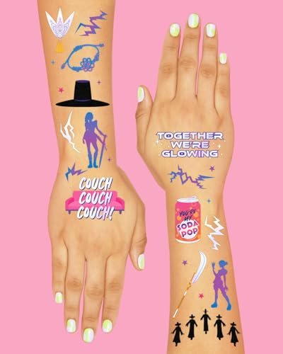 xo, Fetti Pop Star Tattoos - 68 Iridescent Foil & Glow Temporary Tattoos for Kids Party Favors - görsel 6