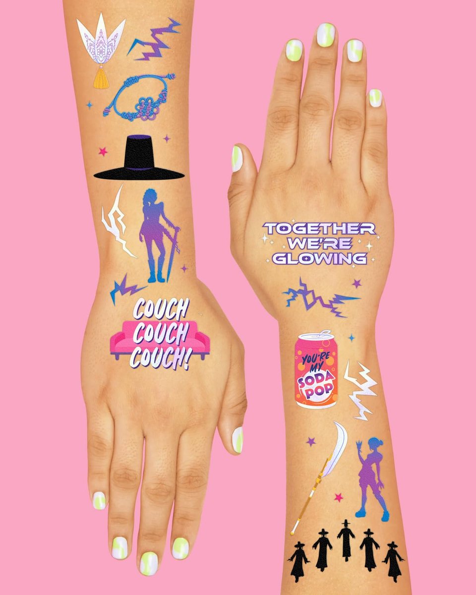 xo, Fetti Pop Star Tattoos - 68 Iridescent Foil & Glow Temporary Tattoos for Kids Party Favors - görsel 5