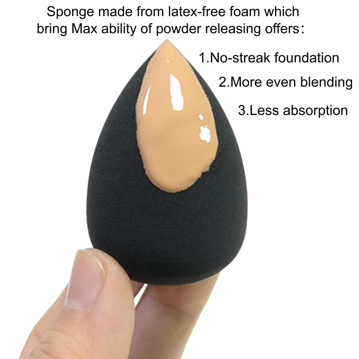 RockFancy Beauty Soft Makeup Sponge for Foundation - Latex-Free Blender Sponge for Concealer, Wet/Dry Dual-Use Beauty Puff for Liquid Cream Powder Cosmetics, High-Density Low Absorption - görsel 5