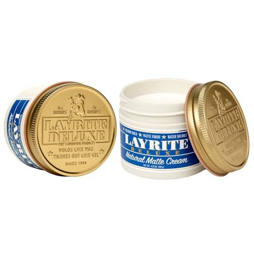 Layrite Deluxe Natural Matte Cream 4.25 oz (Pack of 2) – Lightweight Hair Styling for a Natural Finish Avelisse