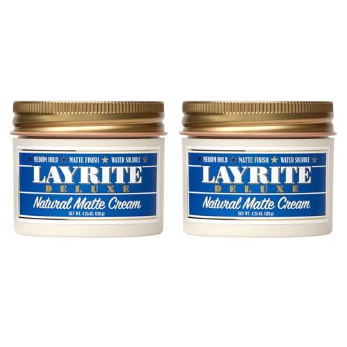 Layrite Deluxe Natural Matte Cream 4.25 oz (Pack of 2) – Lightweight Hair Styling for a Natural Finish Avelisse