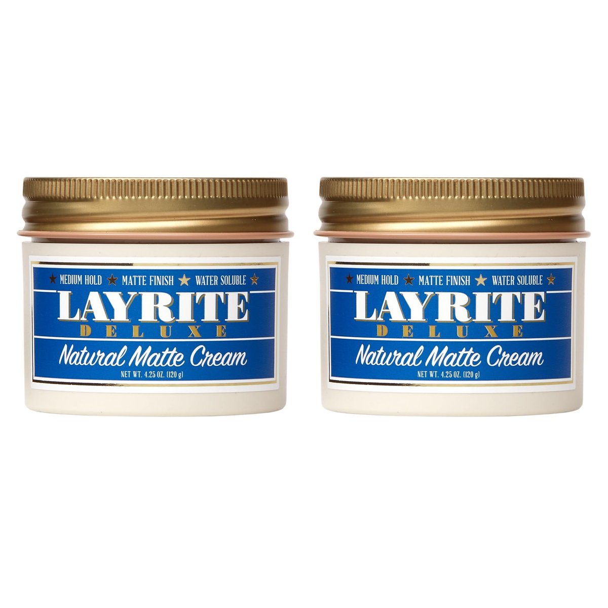 Layrite Deluxe Natural Matte Cream 4.25 oz (Pack of 2) – Lightweight Hair Styling for a Natural Finish Avelisse