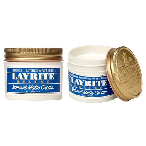 Layrite Deluxe Natural Matte Cream 4.25 oz (Pack of 2) – Lightweight Hair Styling for a Natural Finish Avelisse