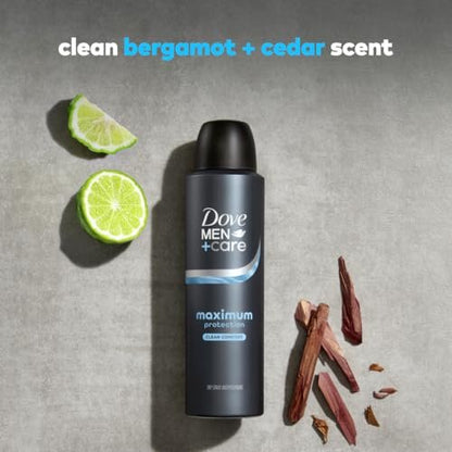 DOVE MEN + CARE Anti-Perspirant Spray Clean Comfort Maximum Sweat Protection 96-Hour Comfort 3.8 oz