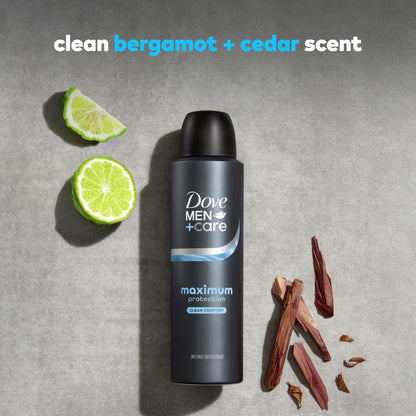 DOVE MEN + CARE Anti-Perspirant Spray Clean Comfort Maximum Sweat Protection 96-Hour Comfort 3.8 oz