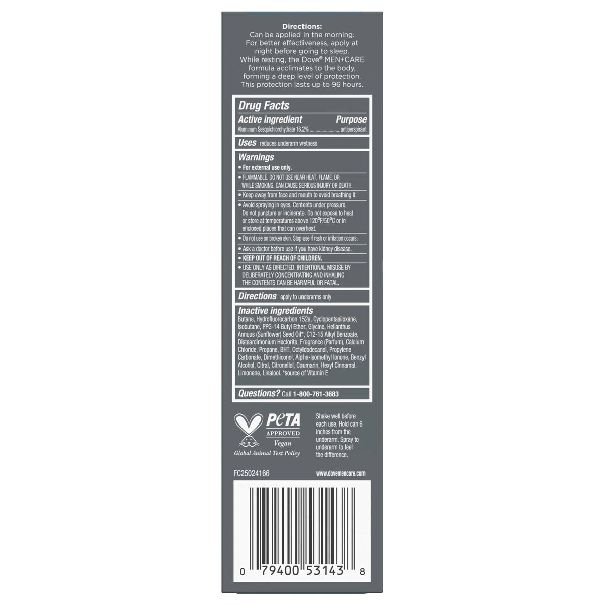 DOVE MEN + CARE Anti-Perspirant Spray Clean Comfort Maximum Sweat Protection 96-Hour Comfort 3.8 oz - görsel 3