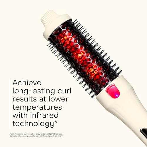 Infiniti PRO CONAIR 1.5 Inch Infrared Thermal Brush - Ionic Heated Hair Styler with 4 Heat Settings up to 400°F, Ceramic Barrel for Volume and Curls, White Avelisse