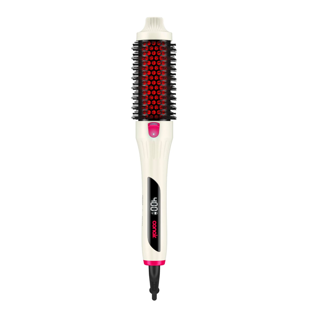 Infiniti PRO CONAIR 1.5 Inch Infrared Thermal Brush - Ionic Heated Hair Styler with 4 Heat Settings up to 400°F, Ceramic Barrel for Volume and Curls, White Avelisse